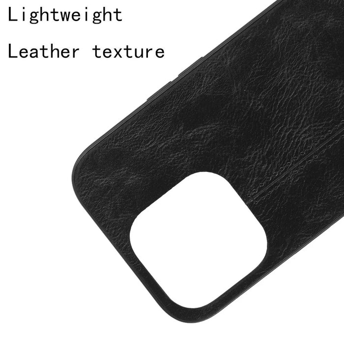 For iPhone 15 Pro Stitching Line Phone Cover PU Leather Coated PC+TPU Protective Case - Black - 3