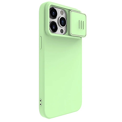 NILLKIN For iPhone 15 Pro PC + Silicone Phone Case Slide Camera Lid Anti-Drop Cover Compatible with MagSafe - Mint Green - 1
