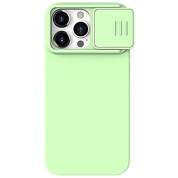 NILLKIN For iPhone 15 Pro PC + Silicone Phone Case Slide Camera Lid Anti-Drop Cover Compatible with MagSafe - Mint Green - 4