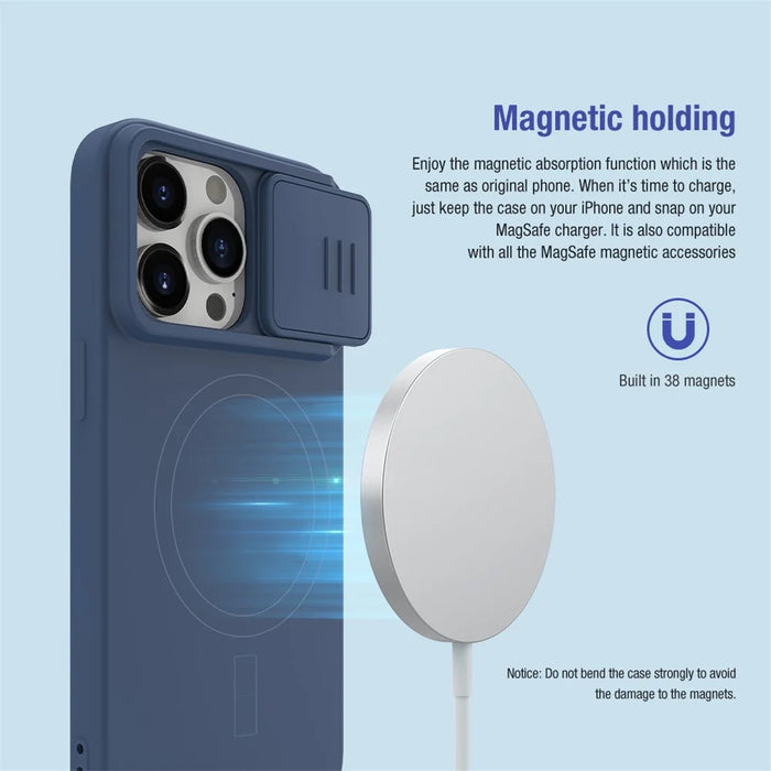 NILLKIN For iPhone 15 Pro PC + Silicone Phone Case Slide Camera Lid Anti-Drop Cover Compatible with MagSafe - Mint Green - 6