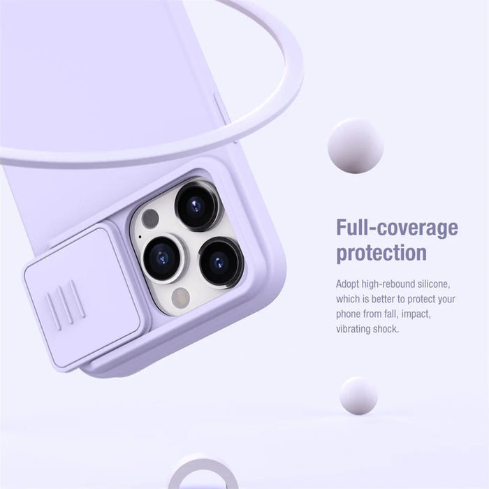 NILLKIN For iPhone 15 Pro PC + Silicone Phone Case Slide Camera Lid Anti-Drop Cover Compatible with MagSafe - Mint Green - 7