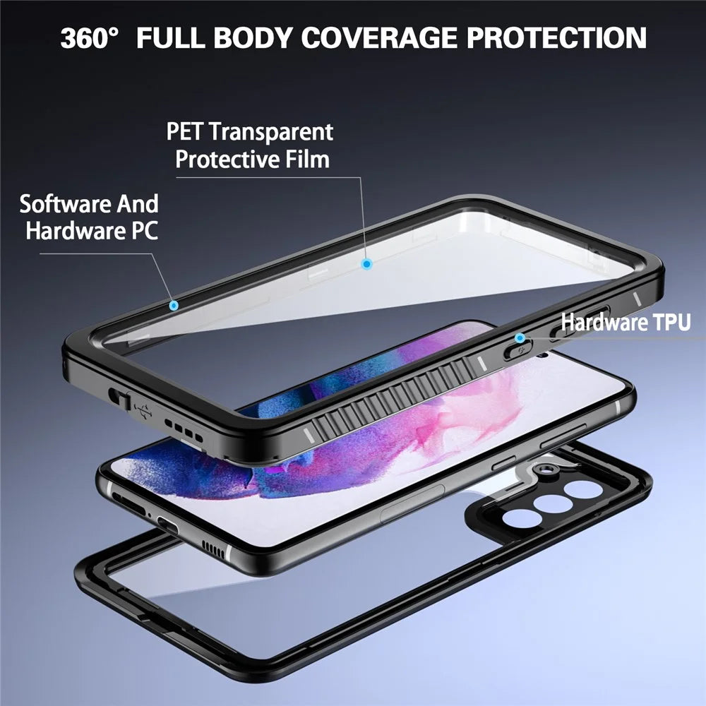IP68 Waterproof Drop-proof Case For Samsung Galaxy S21 FE 5G FS Series Clear PC +TPU Mobile Phone Cover - 6