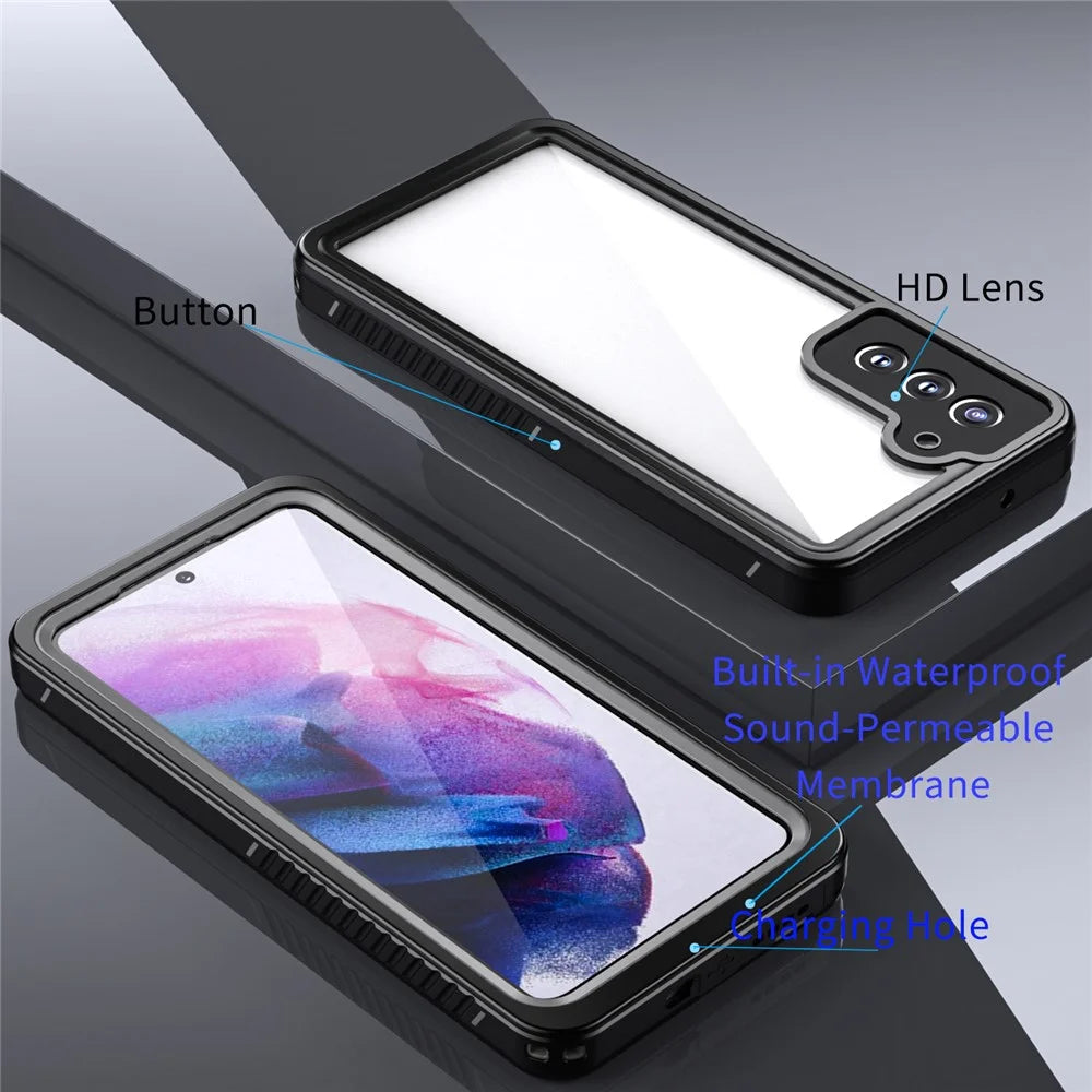 IP68 Waterproof Drop-proof Case For Samsung Galaxy S21 FE 5G FS Series Clear PC +TPU Mobile Phone Cover - 7