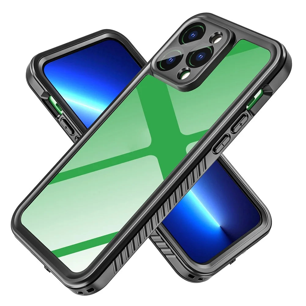 FS Series For iPhone 14 Pro Max Diving Phone Case IP68 Waterproof Dustproof Protection Clear Cover - 2