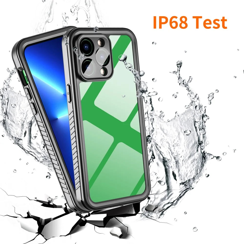 FS Series For iPhone 14 Pro Max Diving Phone Case IP68 Waterproof Dustproof Protection Clear Cover - 3