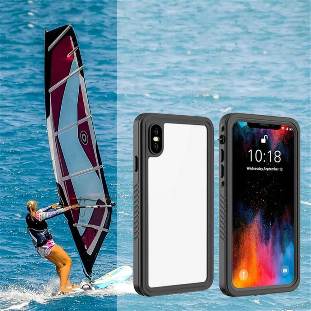 FS Series For iPhone XS Max Waterproof Diving Phone Case Underwater IP68 Full Body Dustproof Clear Cover - 7