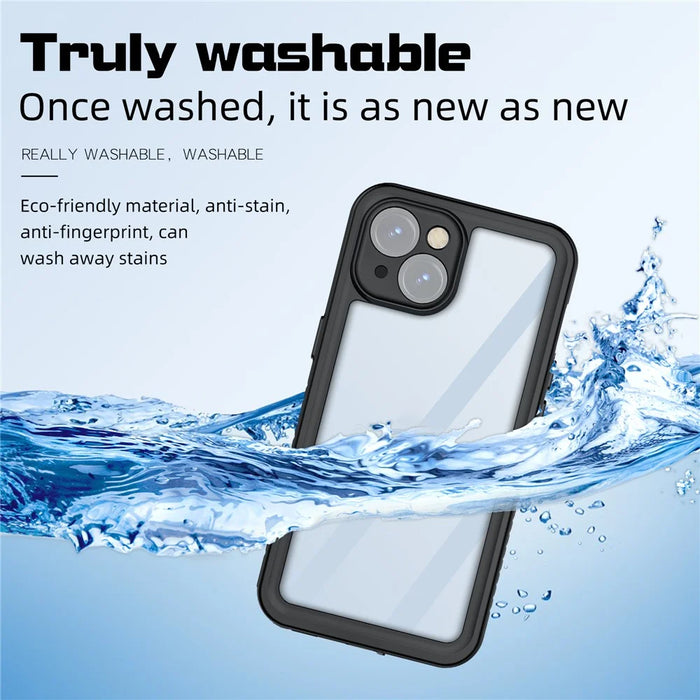 REDPEPPER FS Series for iPhone 15 Full Body Sandproof Case Clear Back Panel IP68 Waterproof Phone Cover - 4