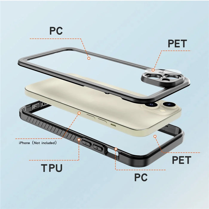 REDPEPPER FS Series for iPhone 15 Plus All-inclusive Phone Case IP68 Waterproof Dustproof Snowproof Clear Cover - 7