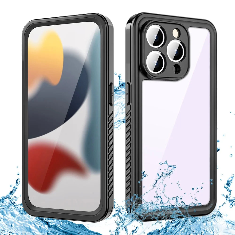 REDPEPPER FS Series for iPhone 15 Pro Max IP68 Waterproof Cellphone Case Clear Back Panel Underwater Diving Cover - 1