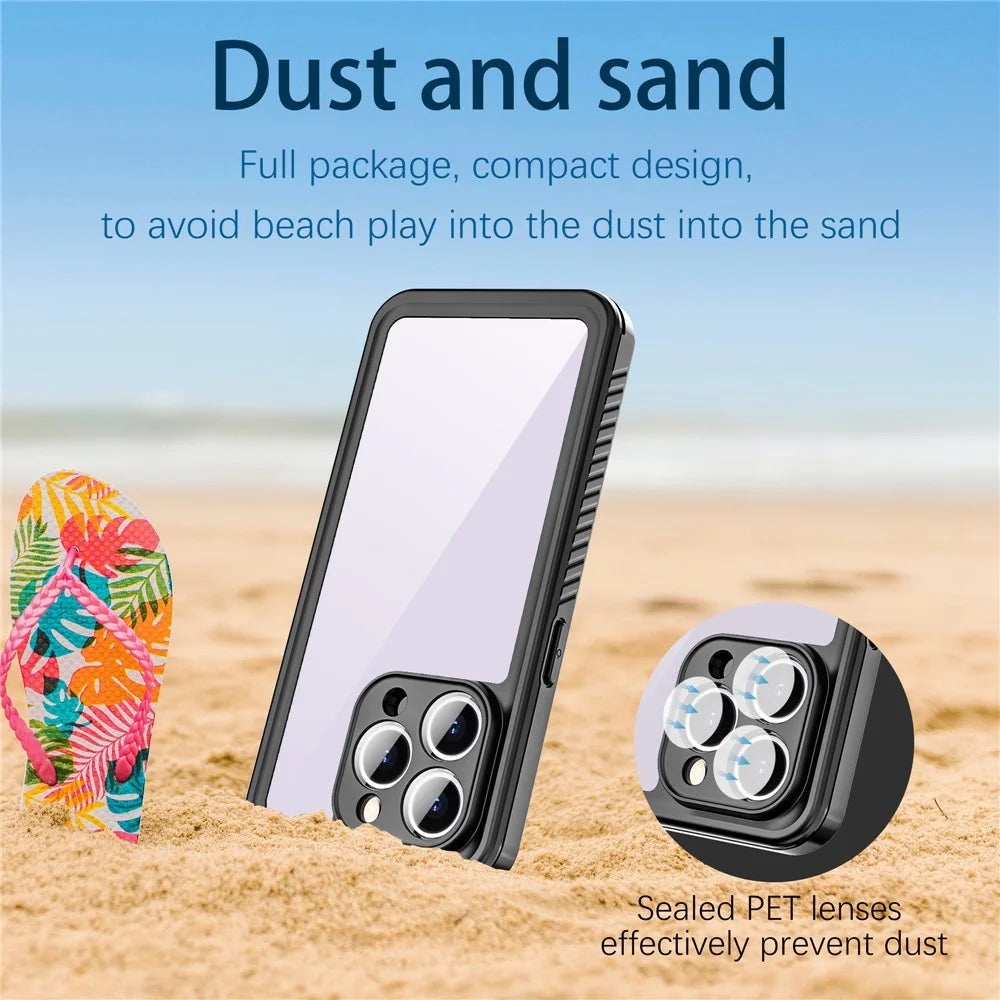 REDPEPPER FS Series for iPhone 15 Pro Max IP68 Waterproof Cellphone Case Clear Back Panel Underwater Diving Cover - 5