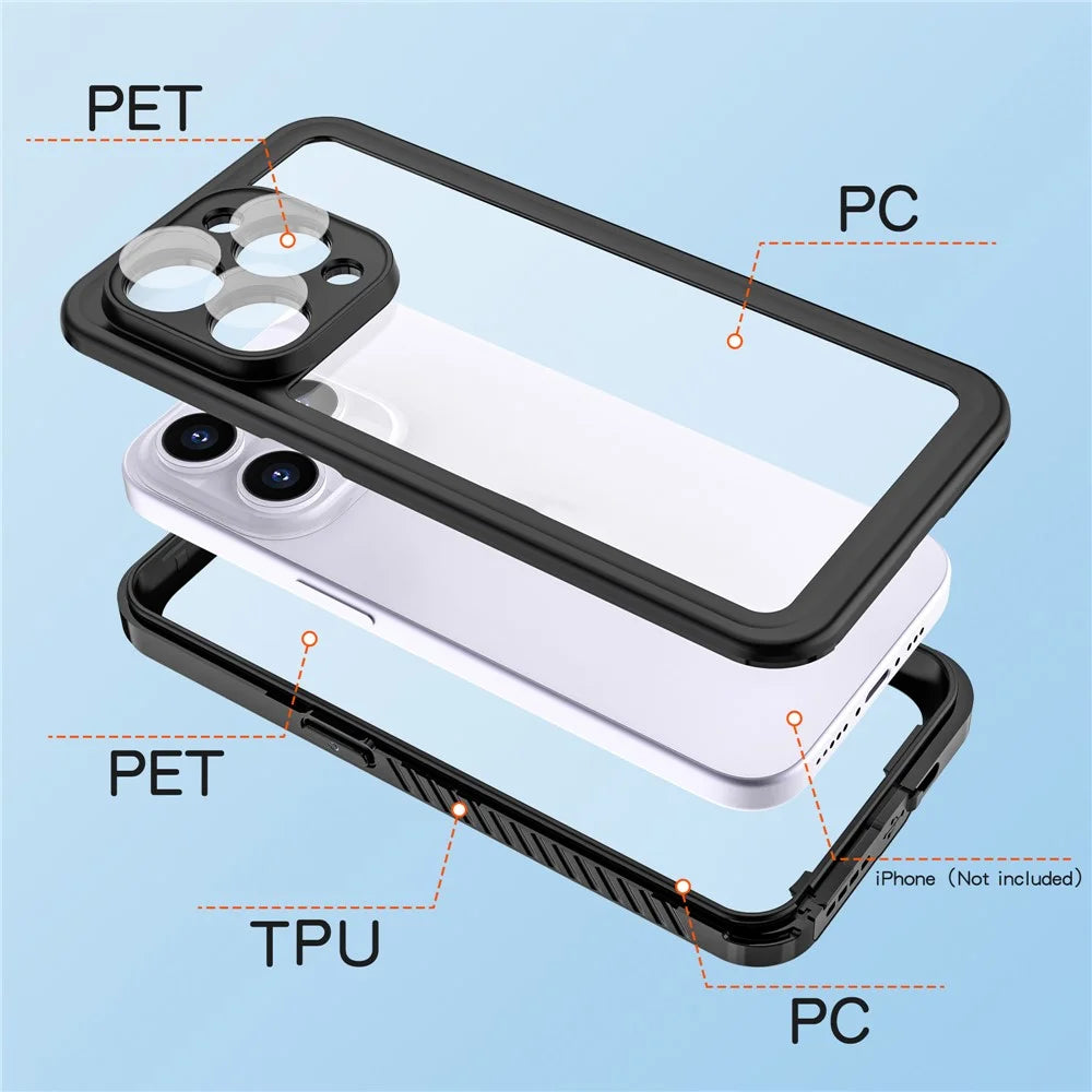 REDPEPPER FS Series for iPhone 15 Pro Max IP68 Waterproof Cellphone Case Clear Back Panel Underwater Diving Cover - 7