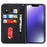 For iPhone 15 Wallet Phone Case Silk Texture Stand TPU + PU Leather Cover - Black - 2