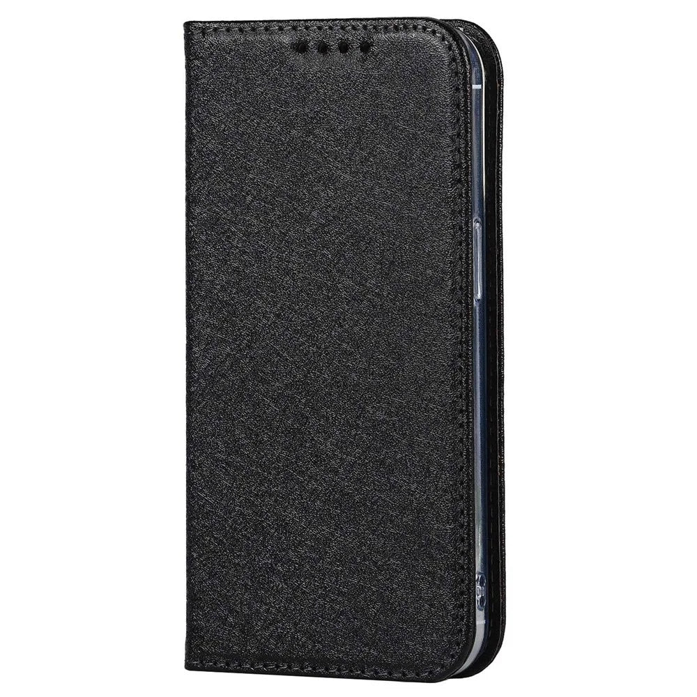 Wallet Phone Case for iPhone 15 Pro Max , Anti-Scratch PU Leather Silk Texture Stand Cover - Black - 7