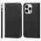 For iPhone 15 Pro Anti-Scratch PU Leather Wallet Phone Case Silk Texture Stand Cover - Black - 1