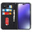 For iPhone 15 Pro Anti-Scratch PU Leather Wallet Phone Case Silk Texture Stand Cover - Black - 2