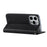 For iPhone 15 Pro Anti-Scratch PU Leather Wallet Phone Case Silk Texture Stand Cover - Black - 4