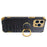 For iPhone 15 Pro Max Ring Kickstand Phone Case Crocodile Texture Leather+TPU Anti-scratch Cover - Black - 2