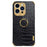 For iPhone 15 Pro Max Ring Kickstand Phone Case Crocodile Texture Leather+TPU Anti-scratch Cover - Black - 4