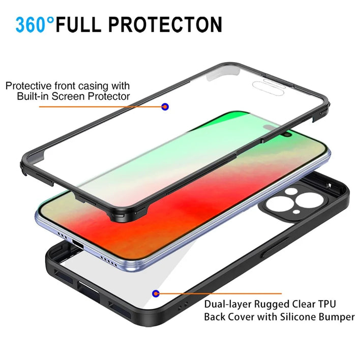 Acrylic+TPU Phone Case for iPhone 15 Plus , Fully Wrapped Protection Cover with Built-in Screen Protector - Black - 3