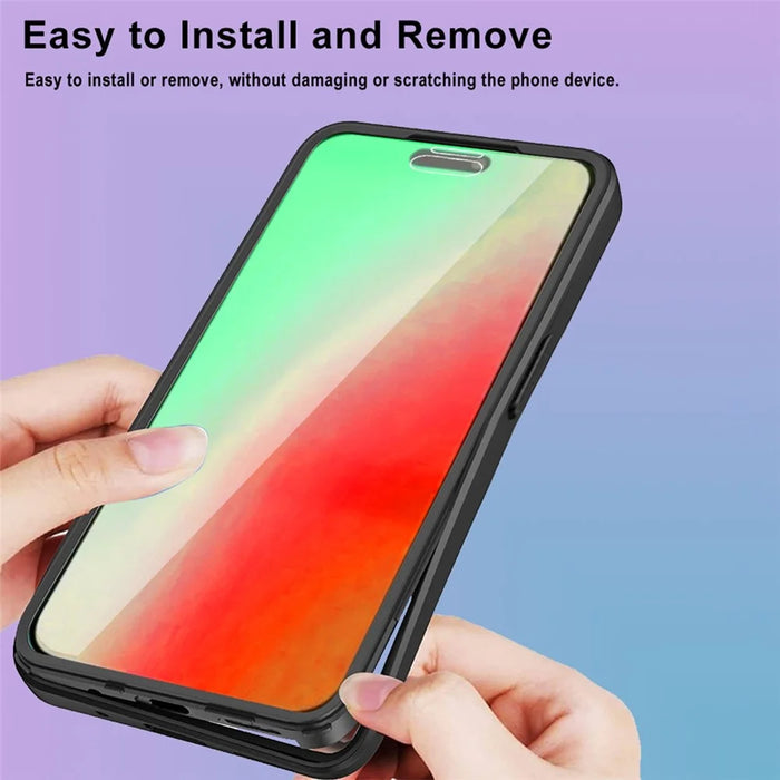 Acrylic+TPU Phone Case for iPhone 15 Plus , Fully Wrapped Protection Cover with Built-in Screen Protector - Black - 4