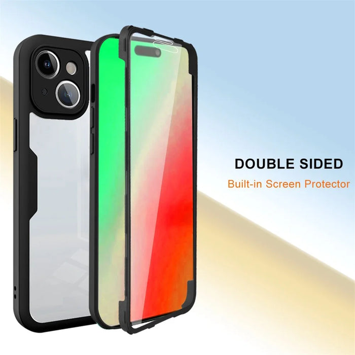Acrylic+TPU Phone Case for iPhone 15 Plus , Fully Wrapped Protection Cover with Built-in Screen Protector - Black - 7