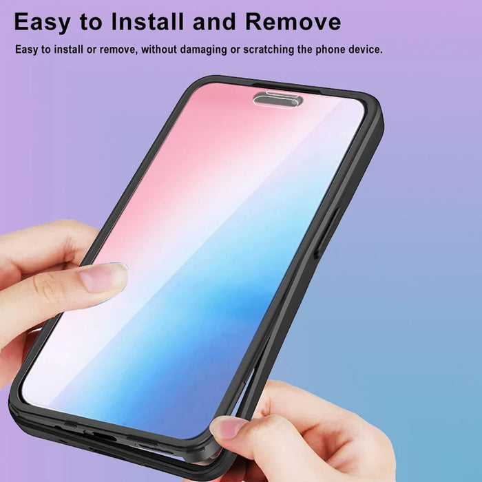 For iPhone 15 Pro Max Transparent Phone Case Acrylic+TPU Fully Protection Cover with PET Screen Protector - Black - 4
