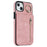 For iPhone 13 / 14 6.1 inch Phone Case RFID Blocking Wallet Retro PU+TPU Kickstand Cover - Pink - 7