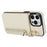 For iPhone 15 Pro Max RFID Blocking Wallet Phone Case Fall Protection Retro PU+TPU Kickstand Cover - Beige - 3