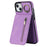 For iPhone 15 RFID Blocking Wallet Anti-scratch Phone Case Retro PU+TPU Cellphone Kickstand Cover - Purple - 1