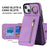 For iPhone 15 RFID Blocking Wallet Anti-scratch Phone Case Retro PU+TPU Cellphone Kickstand Cover - Purple - 5