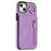 For iPhone 15 RFID Blocking Wallet Anti-scratch Phone Case Retro PU+TPU Cellphone Kickstand Cover - Purple - 7