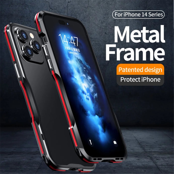 LUPHIE Anti-drop Bumper Case for iPhone 15 Pro Max Metal Frame Screw Lock Mobile Phone Cover - Black  /  Red - 3