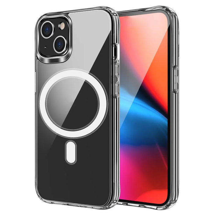 For iPhone 15 TPU+Acrylic Magnetic Case Compatible with Magsafe Shockproof Air-Guard Corners Phone Cover - 1