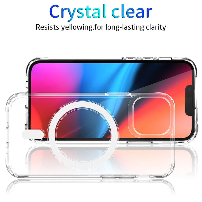 For iPhone 15 TPU+Acrylic Magnetic Case Compatible with Magsafe Shockproof Air-Guard Corners Phone Cover - 2