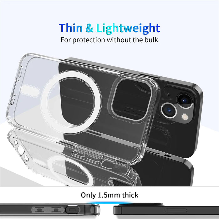 For iPhone 15 TPU+Acrylic Magnetic Case Compatible with Magsafe Shockproof Air-Guard Corners Phone Cover - 5