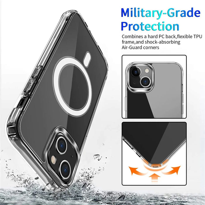 For iPhone 15 TPU+Acrylic Magnetic Case Compatible with Magsafe Shockproof Air-Guard Corners Phone Cover - 7