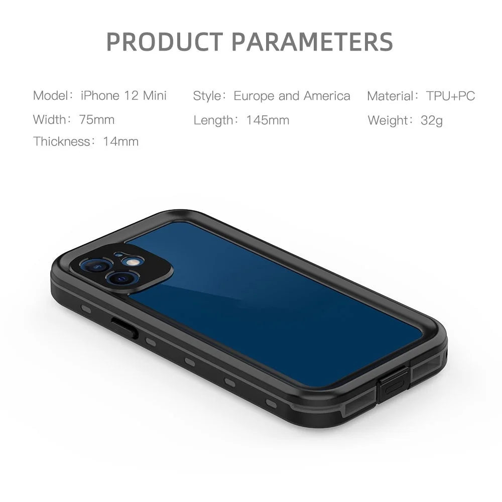REDPEPPER Dot+ Series For iPhone 12 mini PC+TPU Sealed Phone Case IP68 Waterproof Snowproof Snorkeling Clear Cover - 5