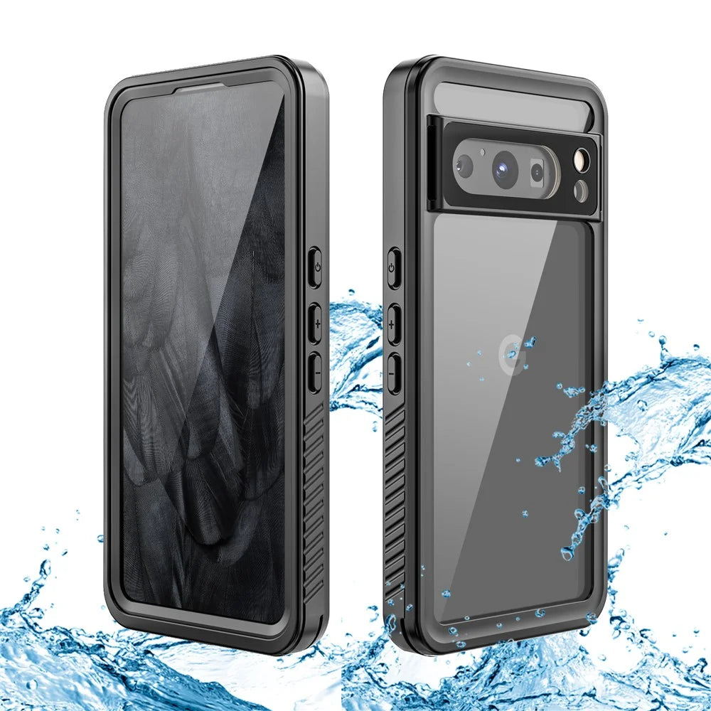FS Series for Google Pixel 8 Pro Waterproof Case IP68 PC+TPU Snorkelling Dustproof Clear Phone Cover - 1