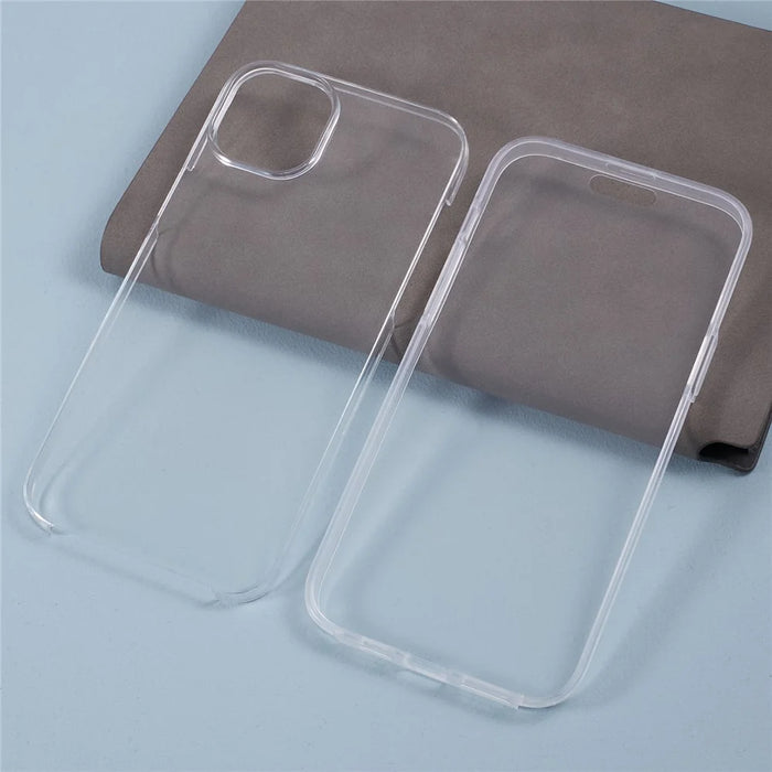 For iPhone 15 Plus Phone Case TPU Frame+Acrylic Back+PET Screen Protector Cover - 4