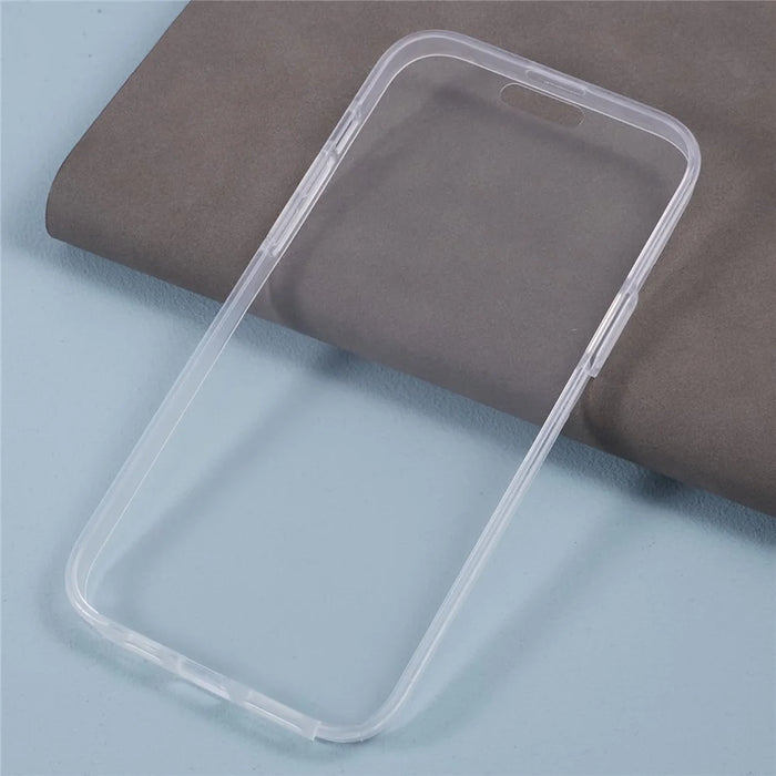 For iPhone 15 Plus Phone Case TPU Frame+Acrylic Back+PET Screen Protector Cover - 5