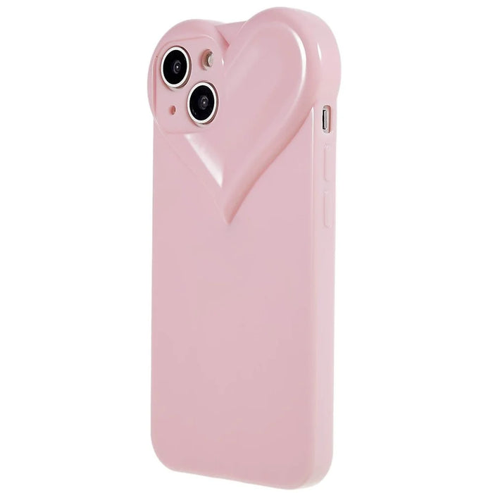 Dustproof TPU Shell for iPhone 15 , Heart Shaped Camera Protection Cell Phone Case - Pink - 2
