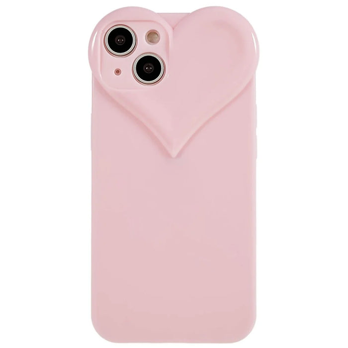 Dustproof TPU Shell for iPhone 15 , Heart Shaped Camera Protection Cell Phone Case - Pink - 4