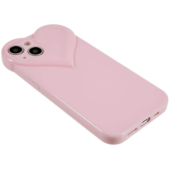Dustproof TPU Shell for iPhone 15 , Heart Shaped Camera Protection Cell Phone Case - Pink - 5