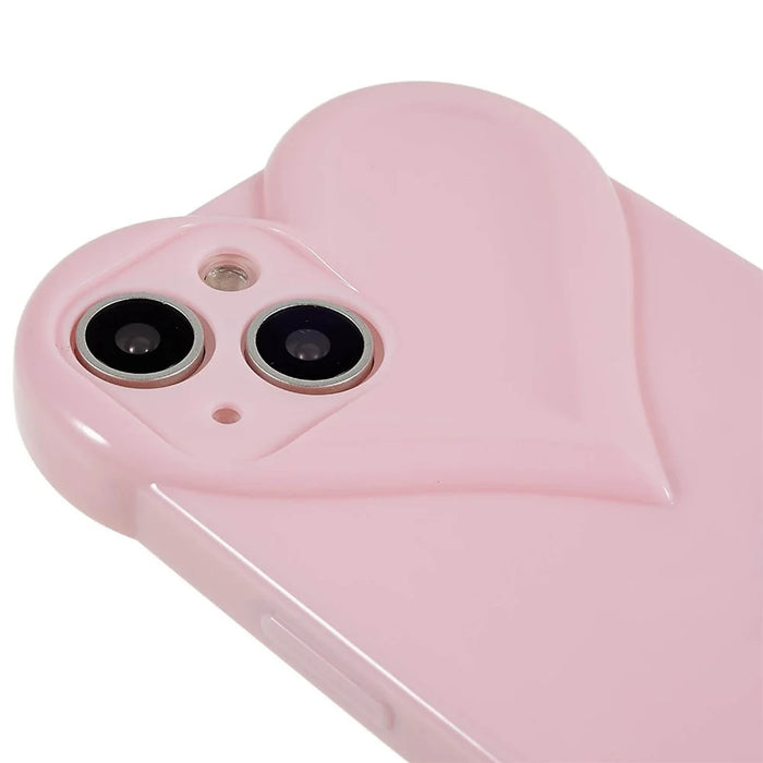 Dustproof TPU Shell for iPhone 15 , Heart Shaped Camera Protection Cell Phone Case - Pink - 7