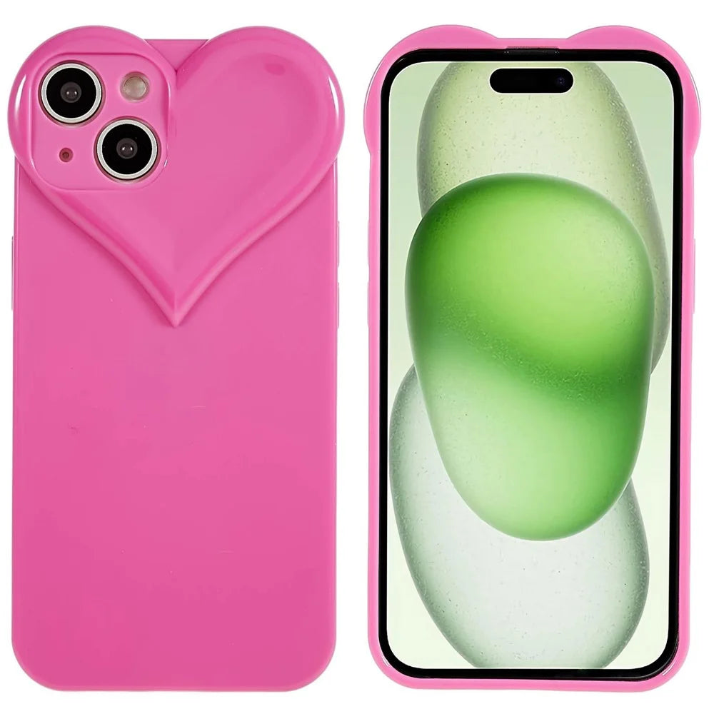 For iPhone 15 Plus Anti-Scratch Phone Case Heart Shaped Design TPU Shell Phone Cover - Rose - 1
