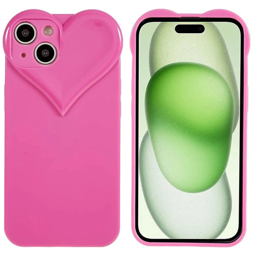 For iPhone 15 Plus Anti-Scratch Phone Case Heart Shaped Design TPU Shell Phone Cover - Rose - 1