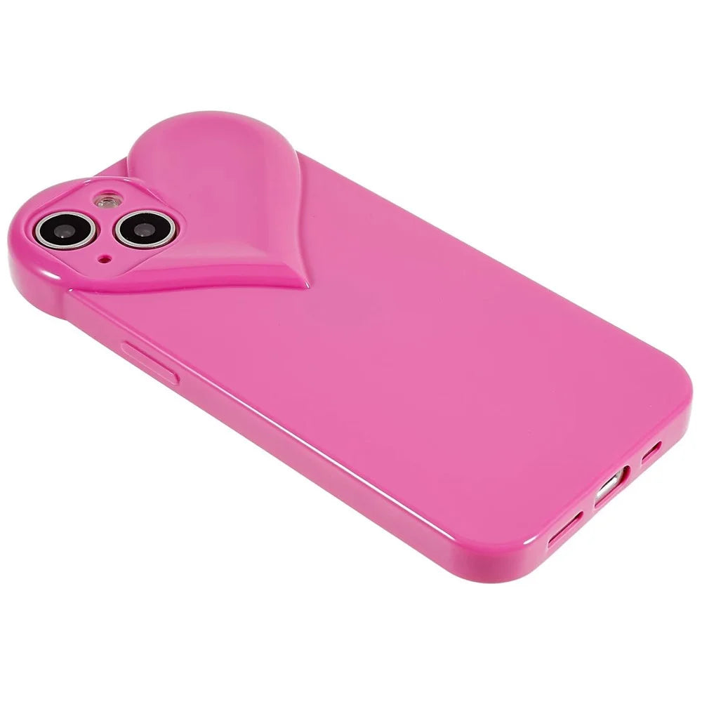 For iPhone 15 Plus Anti-Scratch Phone Case Heart Shaped Design TPU Shell Phone Cover - Rose - 5
