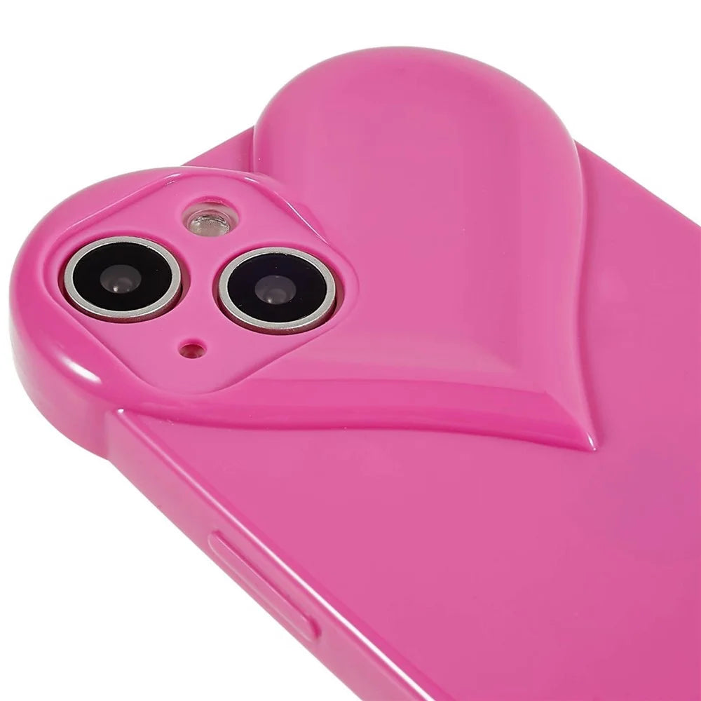 For iPhone 15 Plus Anti-Scratch Phone Case Heart Shaped Design TPU Shell Phone Cover - Rose - 7