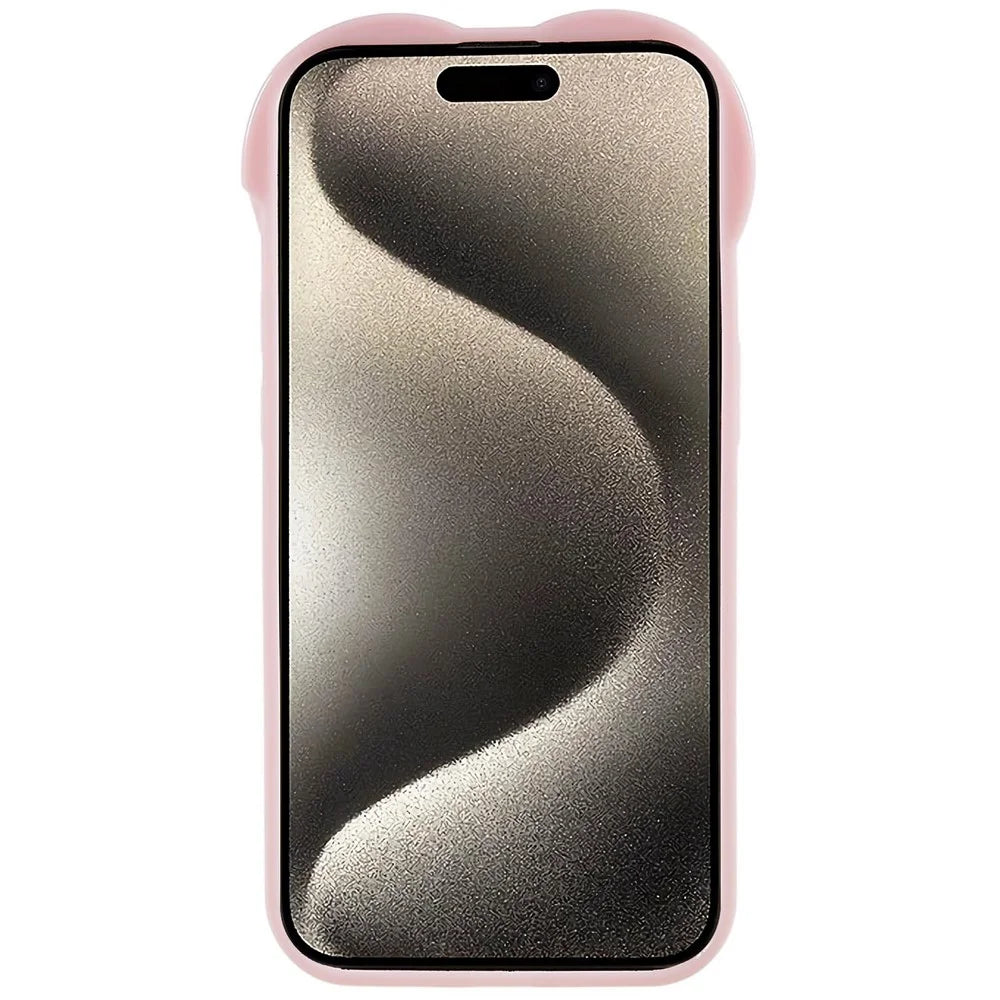 For iPhone 15 Pro Raised Bezel Protection Phone Cover TPU Cell Phone Case Heart Shaped Design - Pink - 3