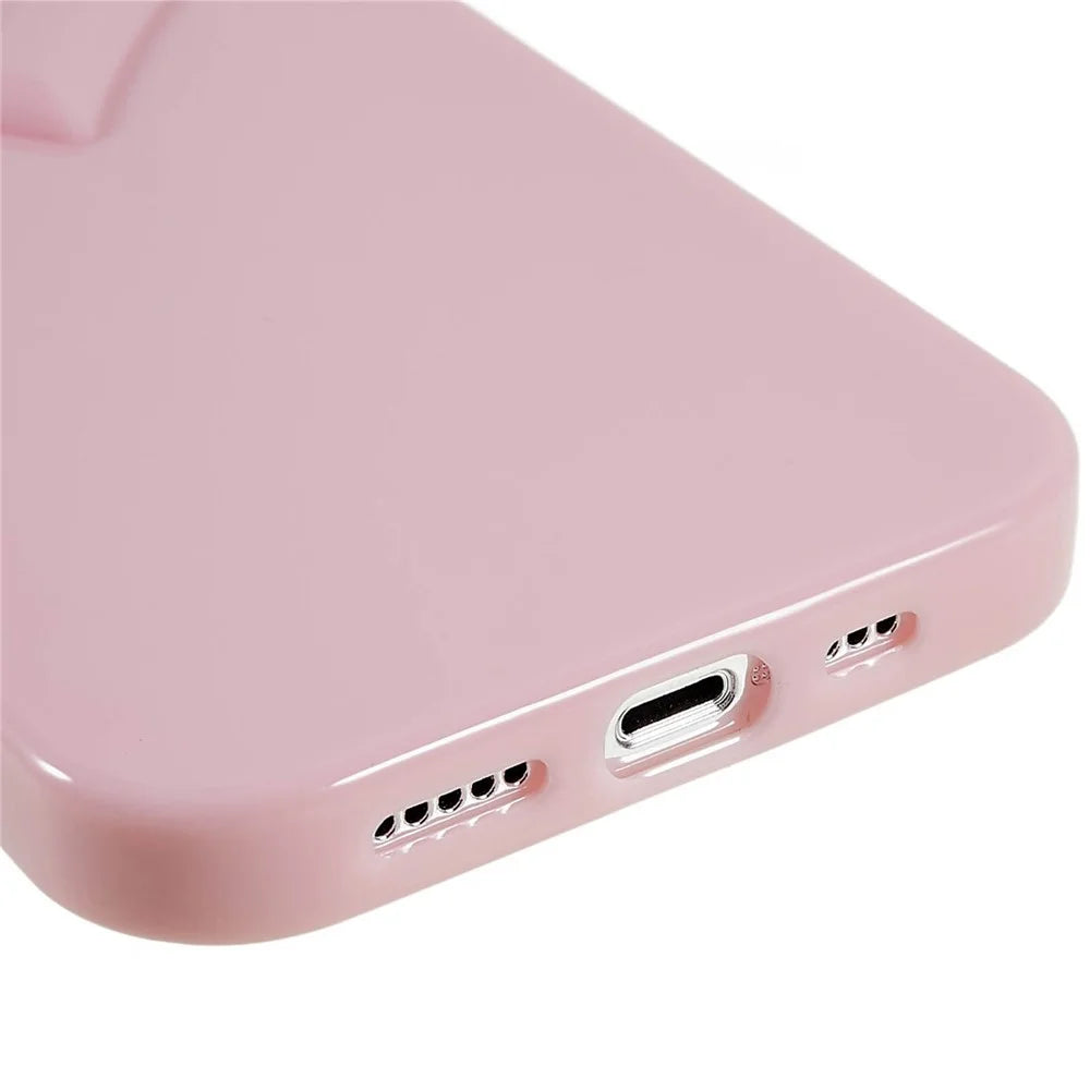 For iPhone 15 Pro Raised Bezel Protection Phone Cover TPU Cell Phone Case Heart Shaped Design - Pink - 6